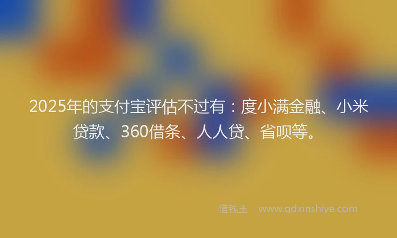 2025年的支付宝评估不过有：度小满金融、小米贷款、360借条、人人贷、省呗等。