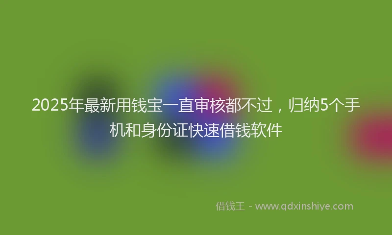 2025年最新用钱宝一直审核都不过，归纳5个手机和身份证快速借钱软件