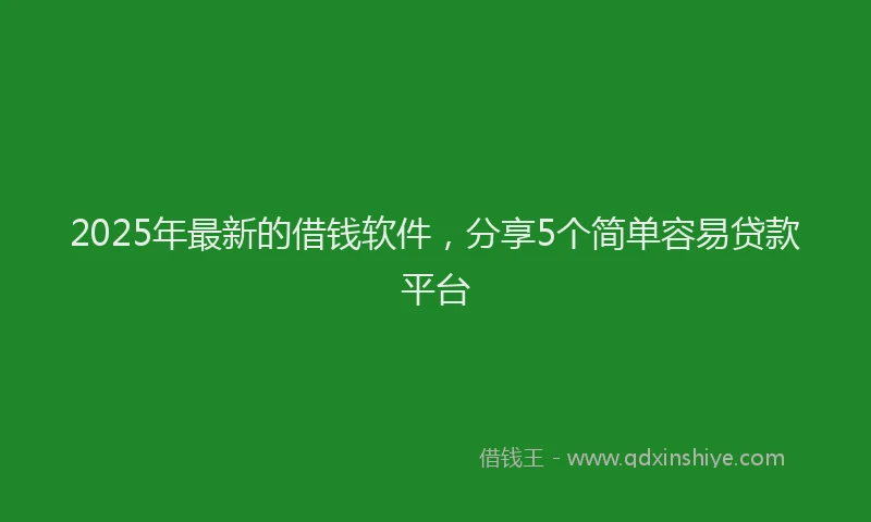 2025年最新的借钱软件，分享5个简单容易贷款平台
