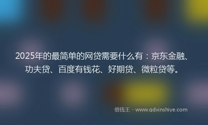 2025年的最简单的网贷需要什么有：京东金融、功夫贷、百度有钱花、好期贷、微粒贷等。