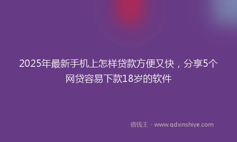 2025年最新手机上怎样贷款方便又快，分享5个网贷容易下款18岁的软件