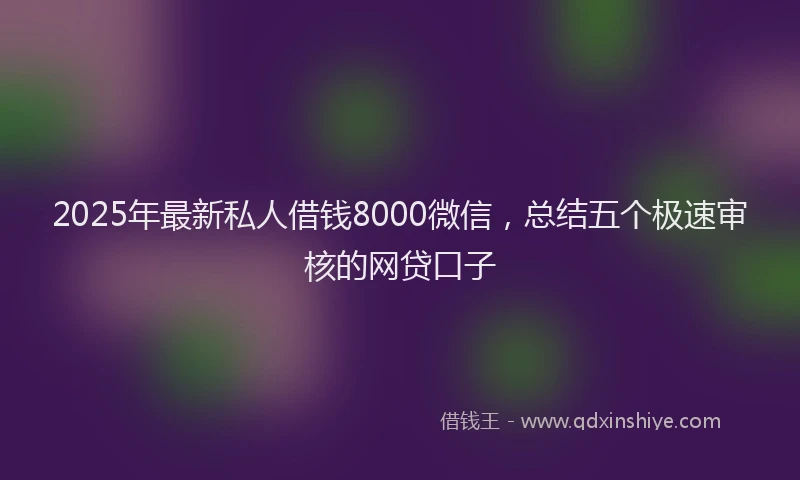2025年最新私人借钱8000微信，总结五个极速审核的网贷口子