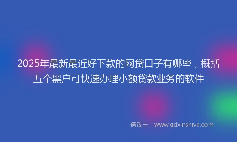 2025年最新最近好下款的网贷口子有哪些，概括五个黑户可快速办理小额贷款业务的软件