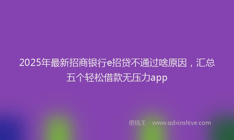 2025年最新招商银行e招贷不通过啥原因，汇总五个轻松借款无压力app