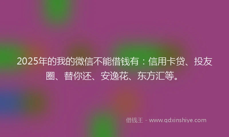 2025年的我的微信不能借钱有：信用卡贷、投友圈、替你还、安逸花、东方汇等。