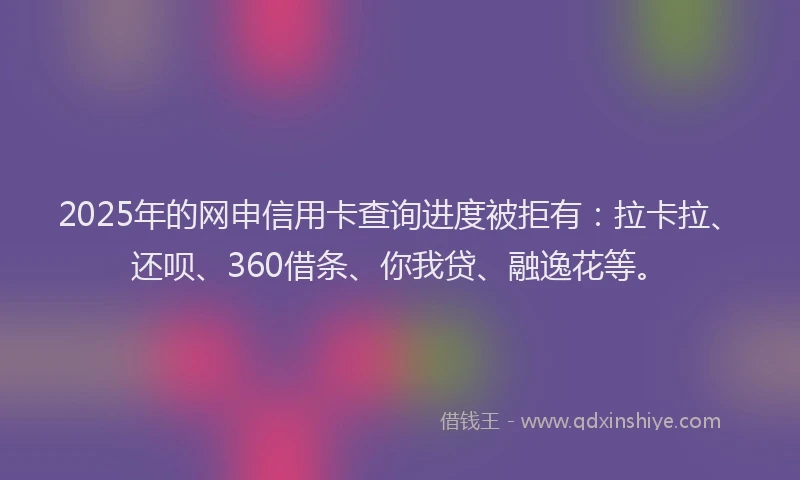 2025年的网申信用卡查询进度被拒有：拉卡拉、还呗、360借条、你我贷、融逸花等。