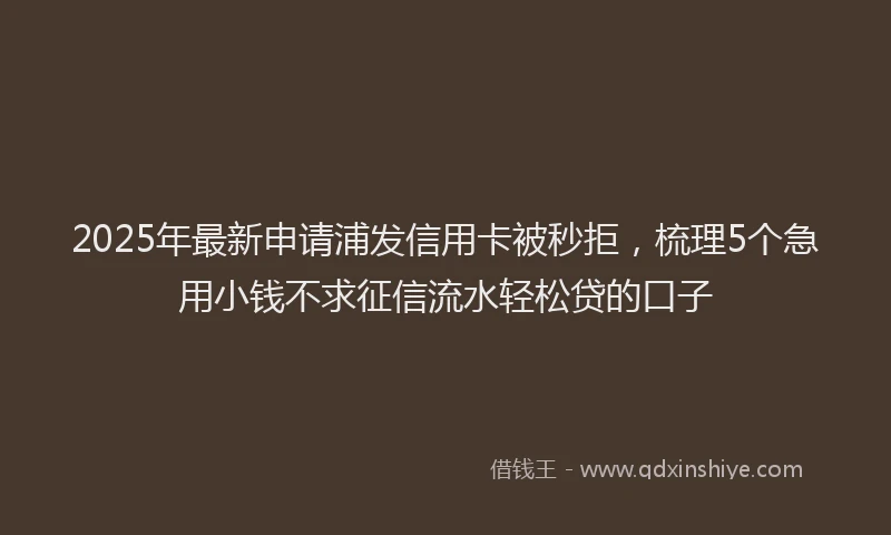 2025年最新申请浦发信用卡被秒拒，梳理5个急用小钱不求征信流水轻松贷的口子