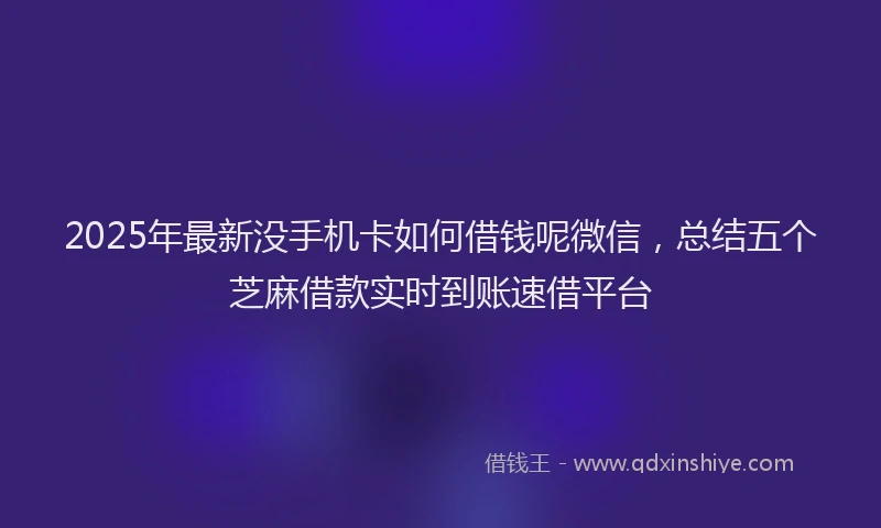 2025年最新没手机卡如何借钱呢微信，总结五个芝麻借款实时到账速借平台