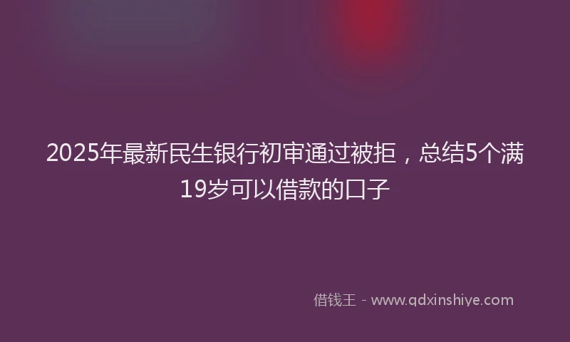 2025年最新民生银行初审通过被拒，总结5个满19岁可以借款的口子