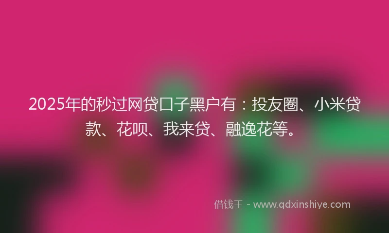 2025年的秒过网贷口子黑户有：投友圈、小米贷款、花呗、我来贷、融逸花等。