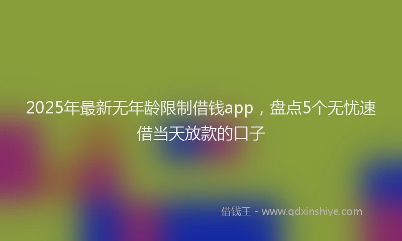 2025年最新无年龄限制借钱app，盘点5个无忧速借当天放款的口子
