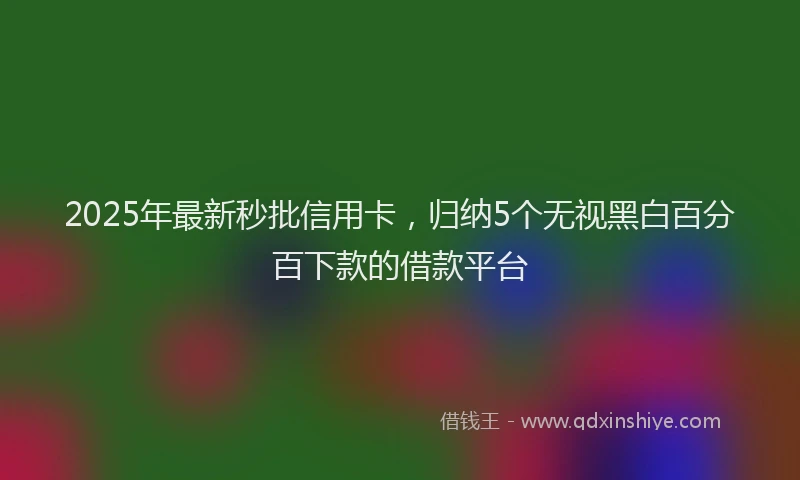 2025年最新秒批信用卡，归纳5个无视黑白百分百下款的借款平台