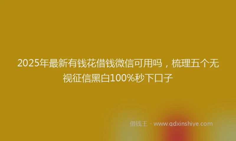 2025年最新有钱花借钱微信可用吗，梳理五个无视征信黑白100%秒下口子