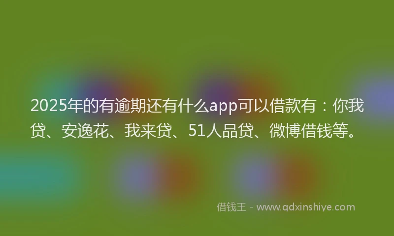 2025年的有逾期还有什么app可以借款有：你我贷、安逸花、我来贷、51人品贷、微博借钱等。