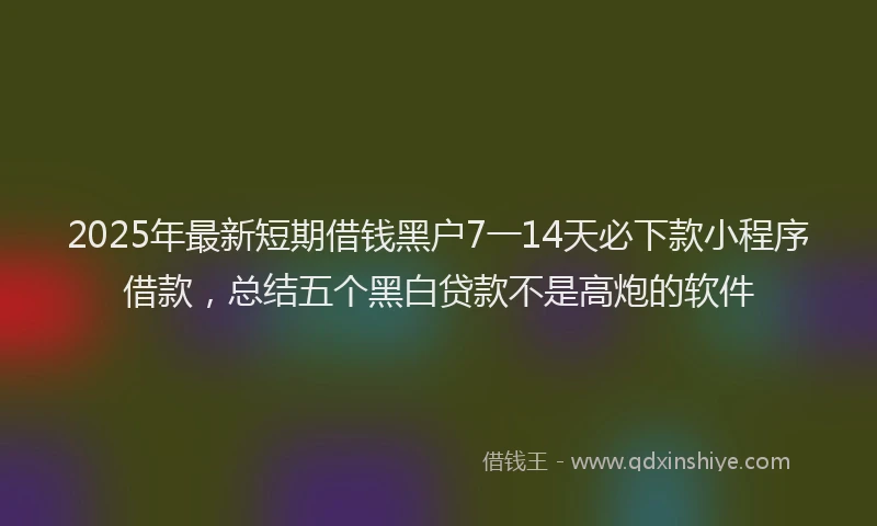 2025年最新短期借钱黑户7一14天必下款小程序借款，总结五个黑白贷款不是高炮的软件