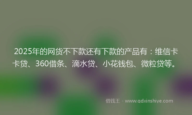 2025年的网货不下款还有下款的产品有：维信卡卡贷、360借条、滴水贷、小花钱包、微粒贷等。