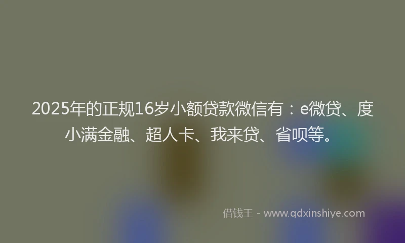 2025年的正规16岁小额贷款微信有:e微贷、度小满金融、超人卡、我来贷、省呗等。
