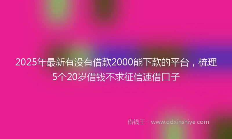 2025年最新有没有借款2000能下款的平台，梳理5个20岁借钱不求征信速借口子