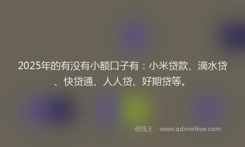 2025年的有没有小额口子有：小米贷款、滴水贷、快贷通、人人贷、好期贷等。