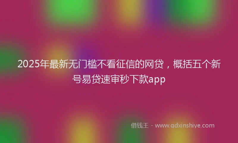 2025年最新无门槛不看征信的网贷，概括五个新号易贷速审秒下款app