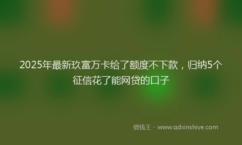 2025年最新玖富万卡给了额度不下款，归纳5个征信花了能网贷的口子