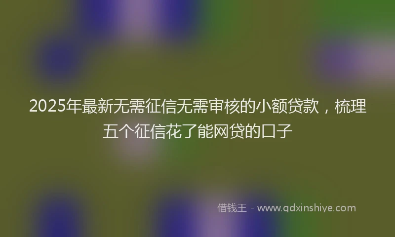2025年最新无需征信无需审核的小额贷款，梳理五个征信花了能网贷的口子