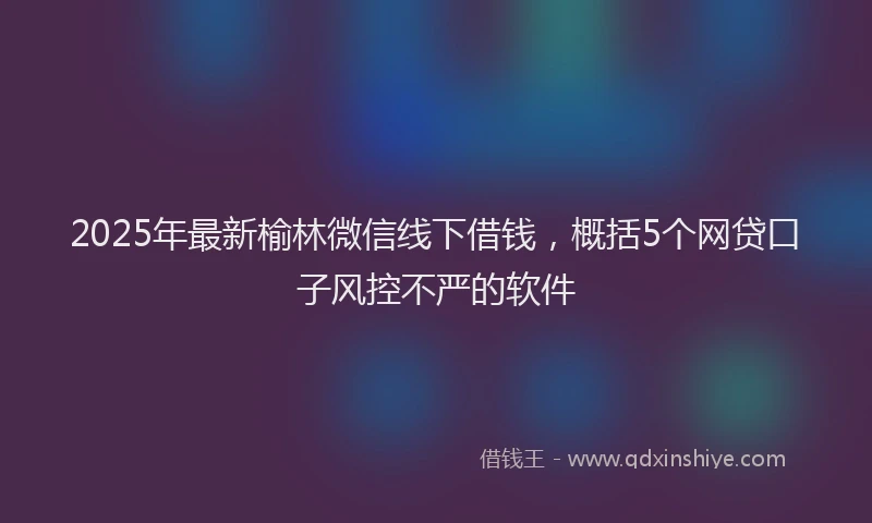 2025年最新榆林微信线下借钱，概括5个网贷口子风控不严的软件