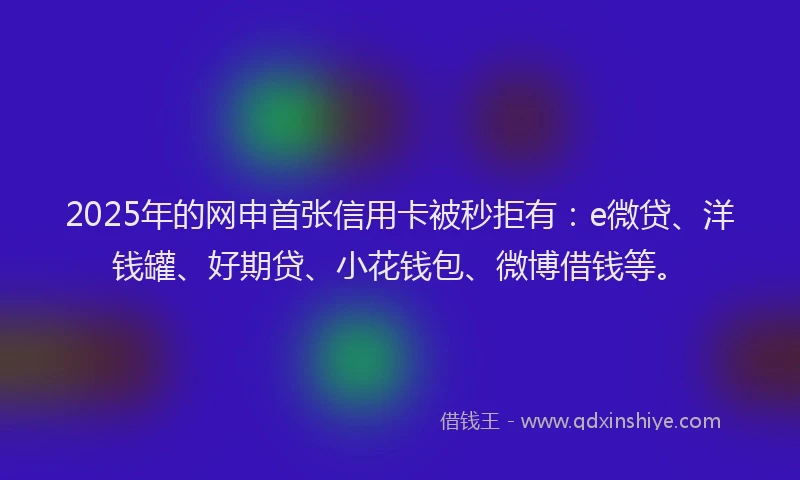 2025年的网申首张信用卡被秒拒有：e微贷、洋钱罐、好期贷、小花钱包、微博借钱等。