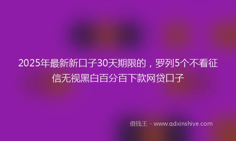 2025年最新新口子30天期限的，罗列5个不看征信无视黑白百分百下款网贷口子