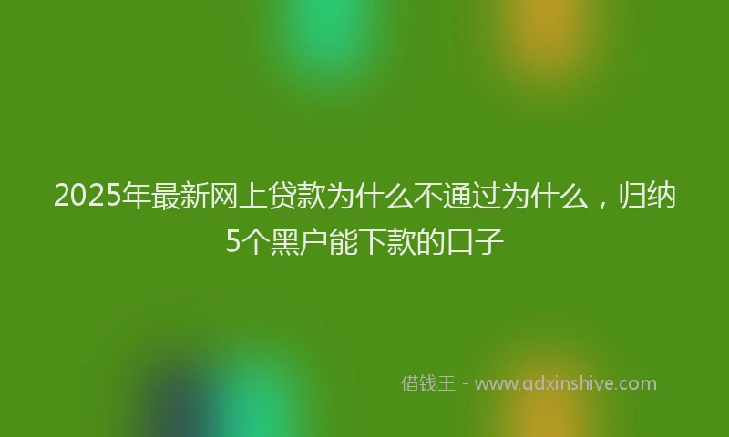 2025年最新网上贷款为什么不通过为什么，归纳5个黑户能下款的口子