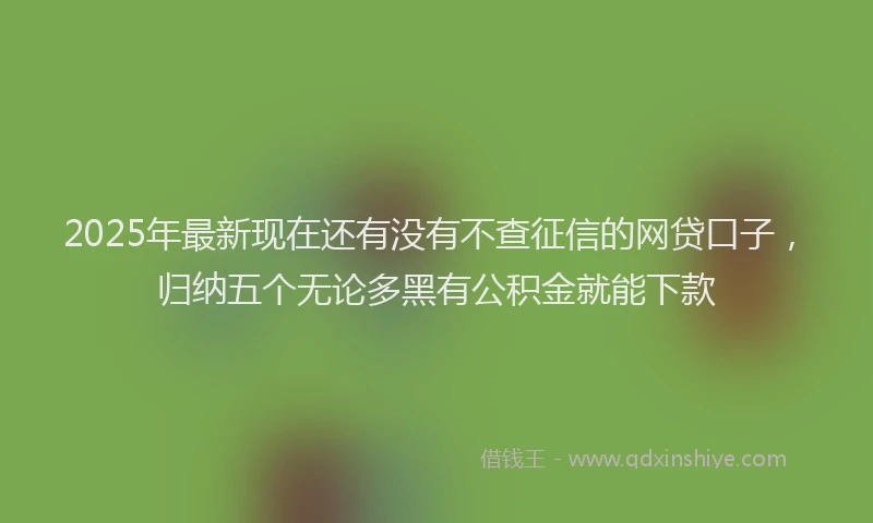 2025年最新现在还有没有不查征信的网贷口子，归纳五个无论多黑有公积金就能下款
