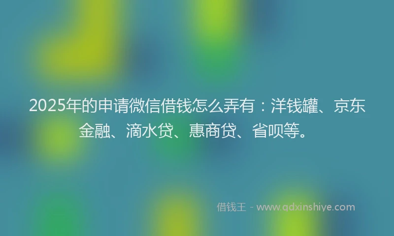 2025年的申请微信借钱怎么弄有：洋钱罐、京东金融、滴水贷、惠商贷、省呗等。