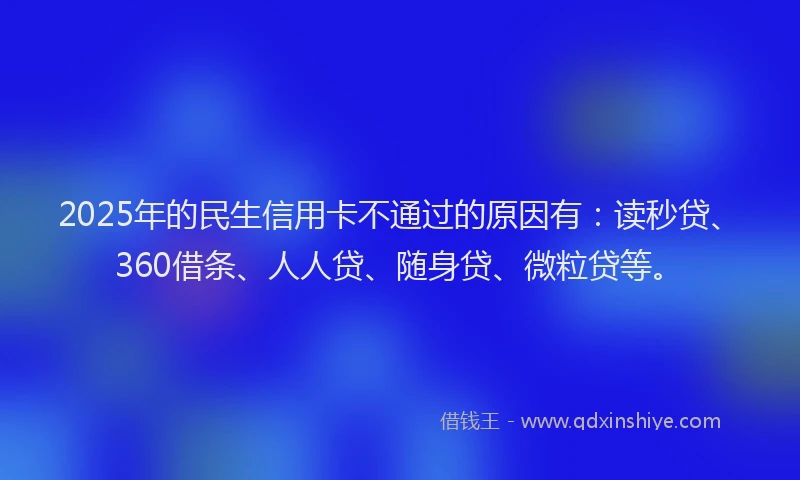 2025年的民生信用卡不通过的原因有：读秒贷、360借条、人人贷、随身贷、微粒贷等。