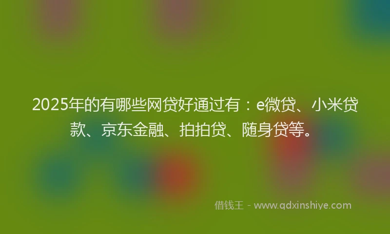 2025年的有哪些网贷好通过有：e微贷、小米贷款、京东金融、拍拍贷、随身贷等。