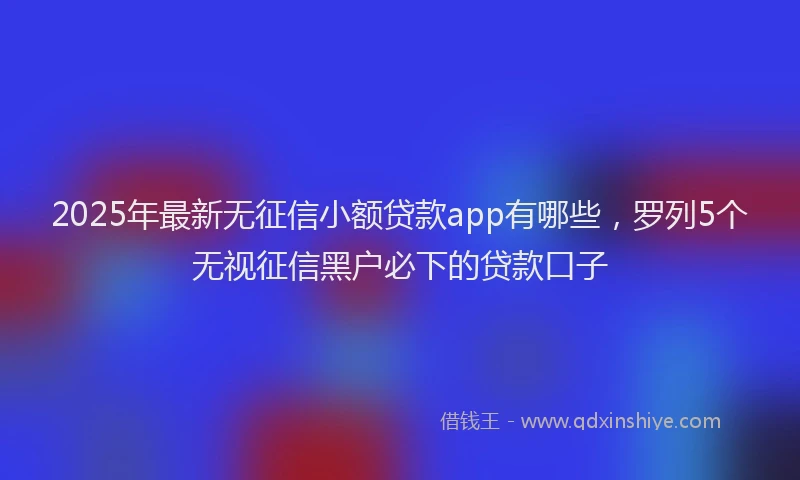 2025年最新无征信小额贷款app有哪些，罗列5个无视征信黑户必下的贷款口子