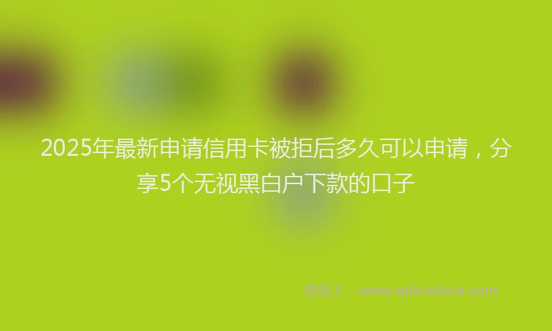 2025年最新申请信用卡被拒后多久可以申请，分享5个无视黑白户下款的口子