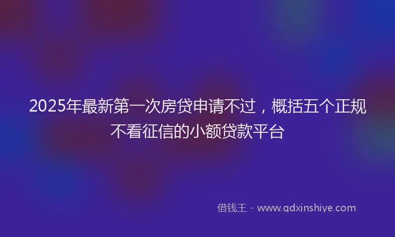 2025年最新第一次房贷申请不过，概括五个正规不看征信的小额贷款平台