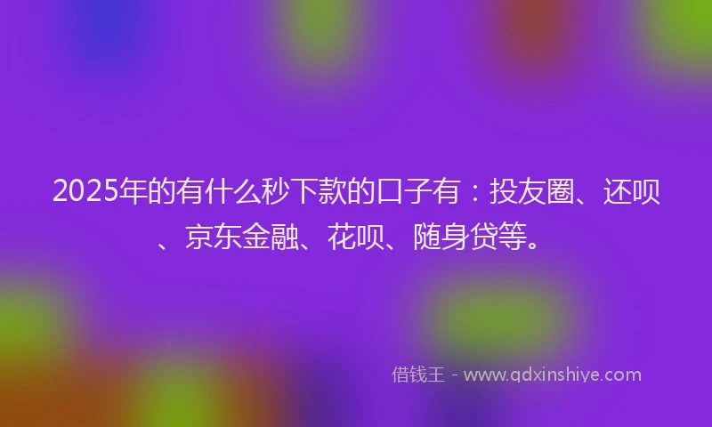 2025年的有什么秒下款的口子有：投友圈、还呗、京东金融、花呗、随身贷等。