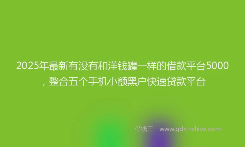 2025年最新有没有和洋钱罐一样的借款平台5000，整合五个手机小额黑户快速贷款平台