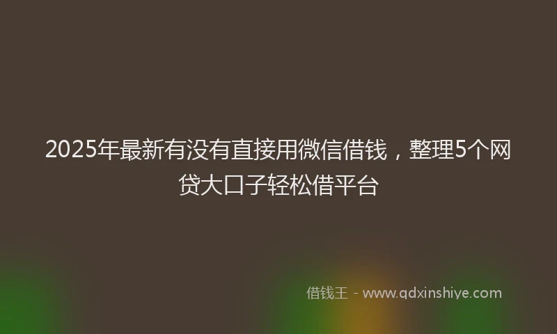 2025年最新有没有直接用微信借钱，整理5个网贷大口子轻松借平台