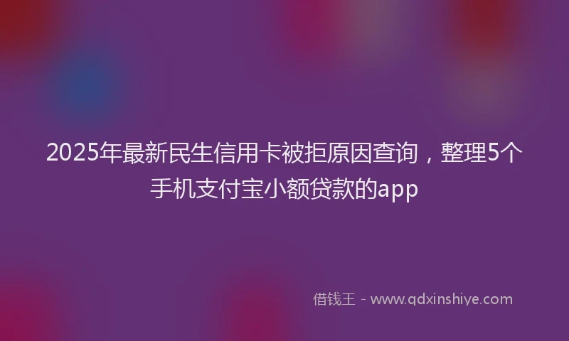 2025年最新民生信用卡被拒原因查询，整理5个手机支付宝小额贷款的app