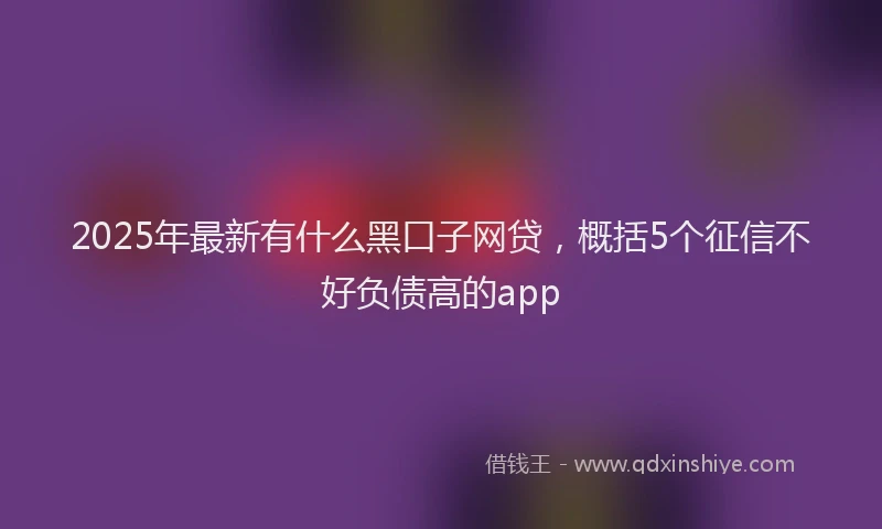 2025年最新有什么黑口子网贷，概括5个征信不好负债高的app