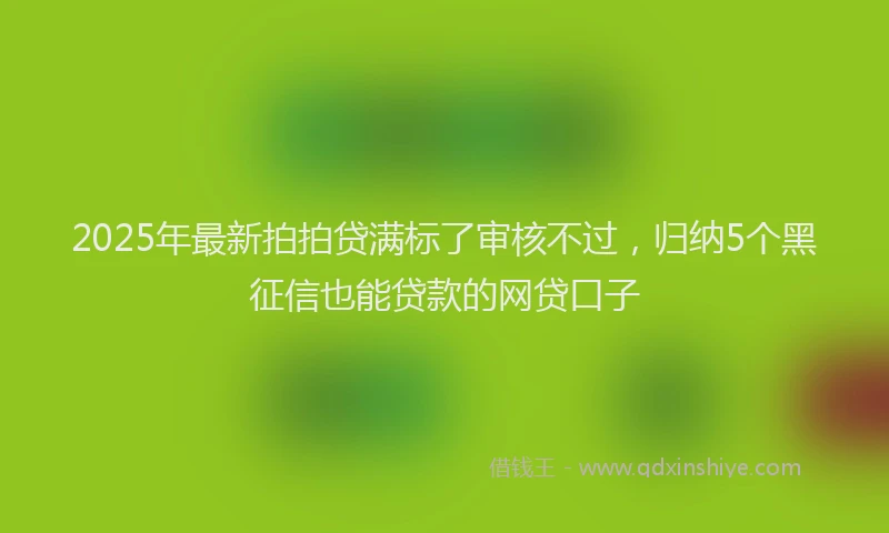 2025年最新拍拍贷满标了审核不过，归纳5个黑征信也能贷款的网贷口子