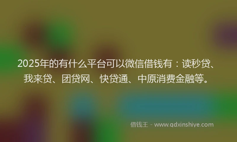 2025年的有什么平台可以微信借钱有：读秒贷、我来贷、团贷网、快贷通、中原消费金融等。