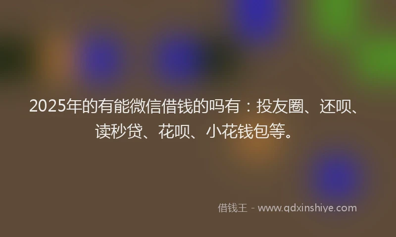 2025年的有能微信借钱的吗有:投友圈、还呗、读秒贷、花呗、小花钱包等。