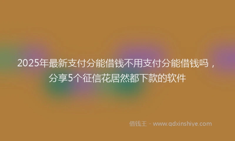 2025年最新支付分能借钱不用支付分能借钱吗，分享5个征信花居然都下款的软件
