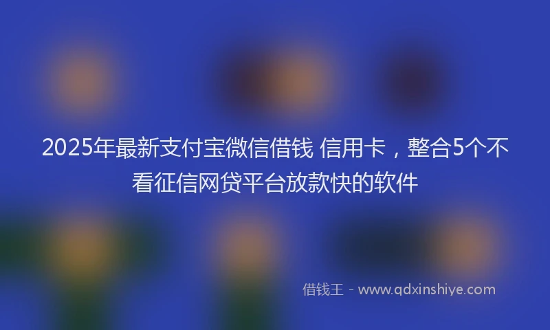 2025年最新支付宝微信借钱 信用卡，整合5个不看征信网贷平台放款快的软件