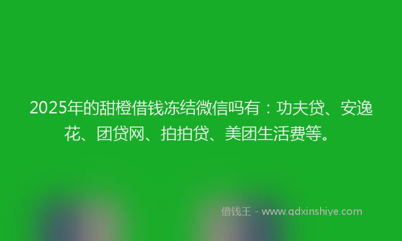 2025年的甜橙借钱冻结微信吗有：功夫贷、安逸花、团贷网、拍拍贷、美团生活费等。
