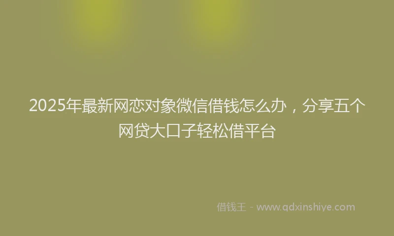 2025年最新网恋对象微信借钱怎么办，分享五个网贷大口子轻松借平台