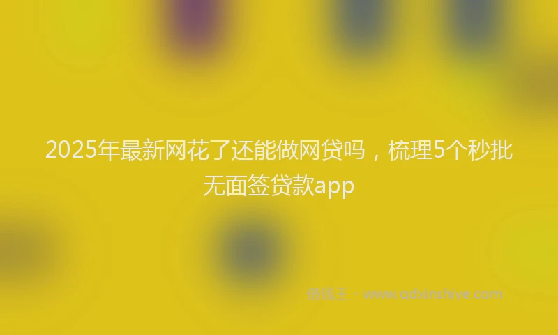 2025年最新网花了还能做网贷吗，梳理5个秒批无面签贷款app